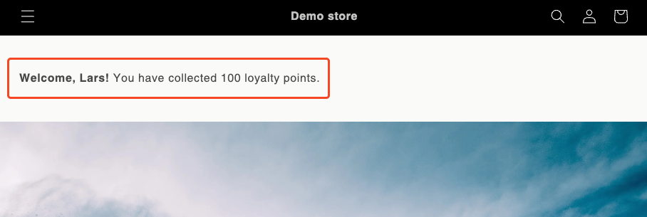Screenshot of a demo store showing the loyalty points
